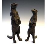 Suzie Marsh - Two 'bronzed' meerkat sculptures