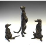 Suzie Marsh - Group of three 'bronzed' meerkat sculptures