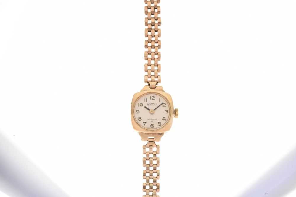 Lady's 9ct gold Roamer Incabloc 17 cocktail watch - Image 2 of 6