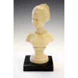 Resin bust of a girl on waisted socle