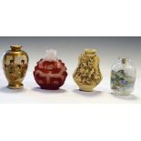 Three snuff bottles, together with a miniature Satsuma vase