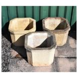 Three octagonal Sandford Stone garden planters