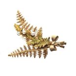 Fern brooch, stamped '9ct'