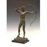 Cast metal figure of an archer