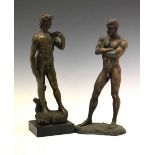 Bronzed resin after Michelangelo's 'David', plus another later
