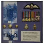 Framed WWII RAF Miniature & cap badges