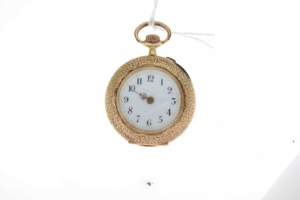 14k/585 open face fob watch - Image 2 of 9