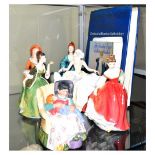 Group of six Royal Doulton figures & two books
