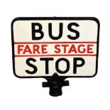 20th Century cast metal Fare Stage 'Bus Stop' sign