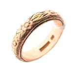 9ct rose gold engraved wedding band