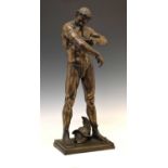 Large bronzed resin figure of a Gladiator