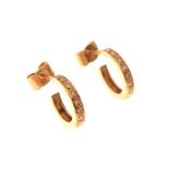 Pair of 18ct gold diamond set hoop earrings
