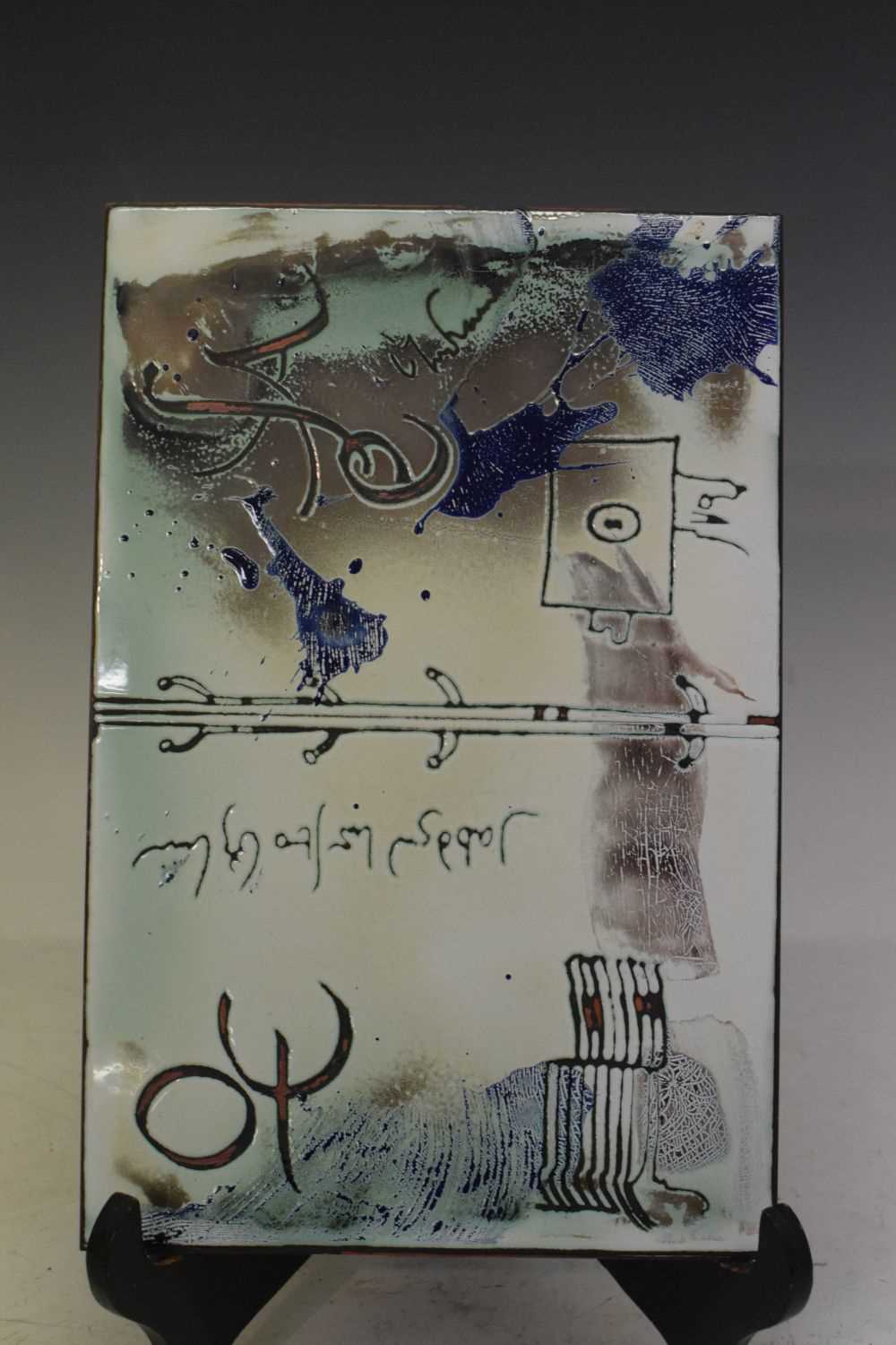 Patricia Schelpher Jones - Quantity of enamel panels with abstract script decoration - Image 8 of 16