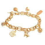 Yellow metal 14k charm bracelet