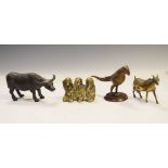 Group of four animal figures, to include cold-painted pheasant, etc.