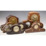Nine 20th Century mantel clocks
