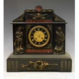 Large black slate and marble clock