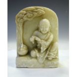 Chinese carved alabaster bookend