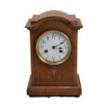 Early 20th Century inlaid oak 'Junghans' mantel clock