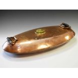 Large early 19th Century copper carriage foot warmer