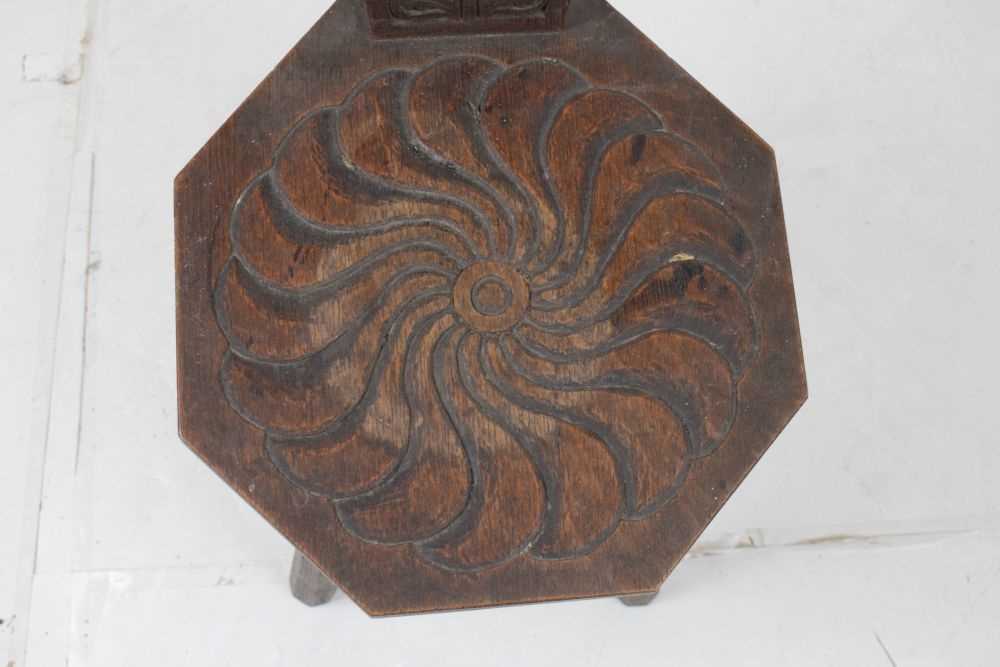 Spinning chair with carved decoration together with a similar stool - Image 10 of 15