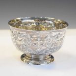 Late Victorian embossed silver pedestal bowl