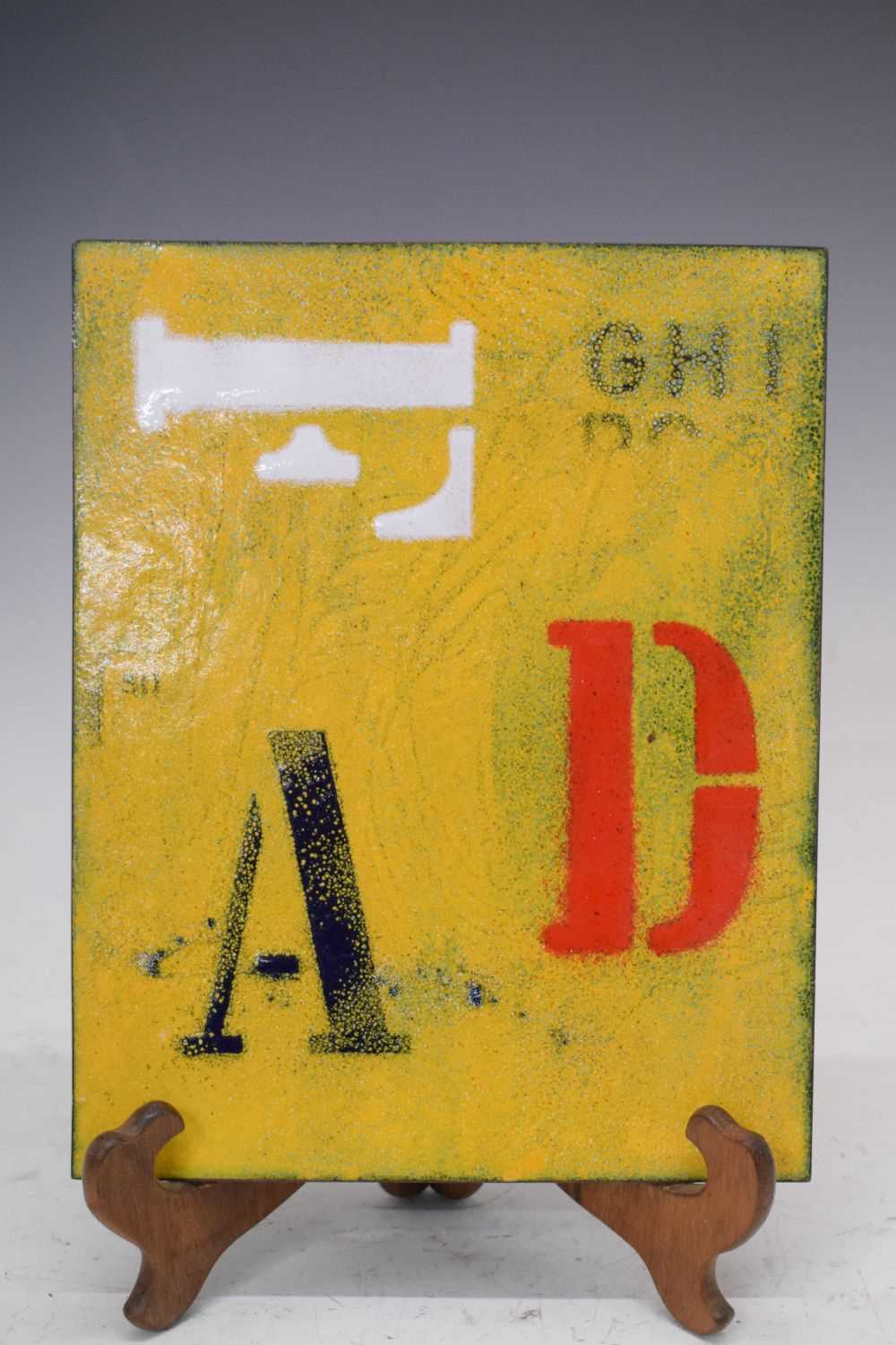 Patricia Schelpher Jones - Quantity of enamel panels with abstract script decoration - Image 10 of 16