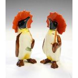 Pair of Beswick penguins with red parasols