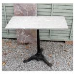 Iron tripod table with two marble tops