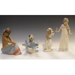 Lladro 5697 'Over The Clouds' figure and 2382 'Island Beauty' and Nao figures (4)