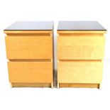 Pair of Ikea bedside cabinets with smoked glass tops