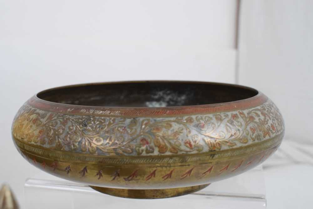 Cairo/ Egyptian ware brass tray, 39.5cm diameter, together with Thai dish, bowl, etc - Image 6 of 6