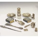 Quantity of silver items to include miniature silver sedan chair, etc.