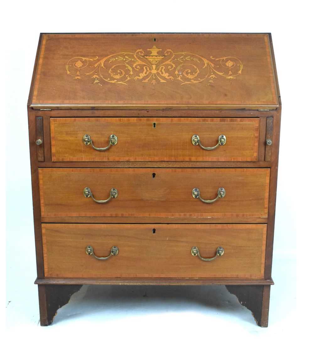 Edwardian inlaid mahogany bureau