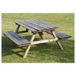 Wooden picnic table
