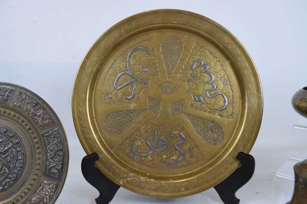 Cairo/ Egyptian ware brass tray, 39.5cm diameter, together with Thai dish, bowl, etc - Image 3 of 6