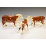 ​Beswick Hereford bull, cow and calf