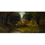 English School, late 19th Century - Oil on canvas - River landscape