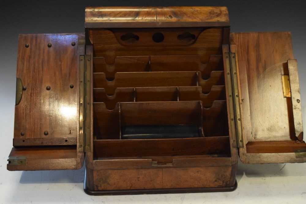 Edwardian figured walnut stationery box of sloping form - Image 5 of 7