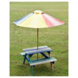 Childs picnic table with sun parasol