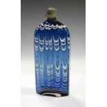 19th Century Nailsea type blue glass flask