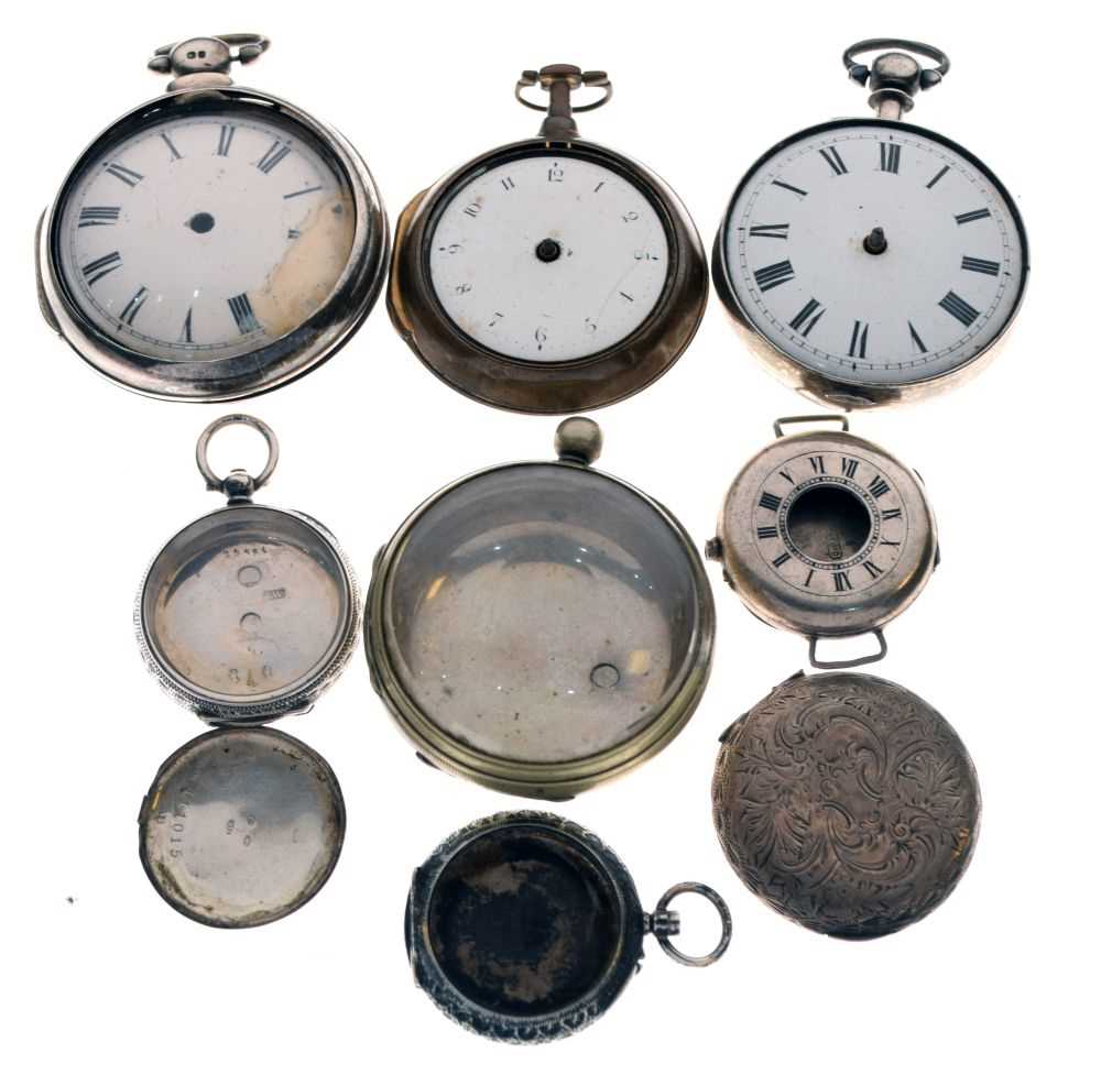 Quantity of silver cased pocket watches and empty cases