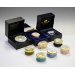 Nine assorted Halcyon Days and Crummles enamel boxes