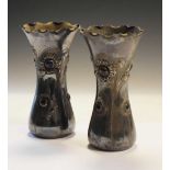 Pair of Art Nouveau silver plated vases with stylised floral decoration