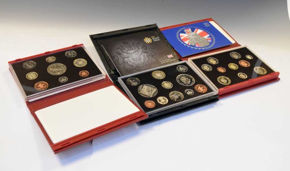 Thirteen Royal Mint year proof coin sets