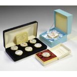 Beatrix Potter - Cased set of six National Trust 1983 Beatrix Potter enamel boxes and other