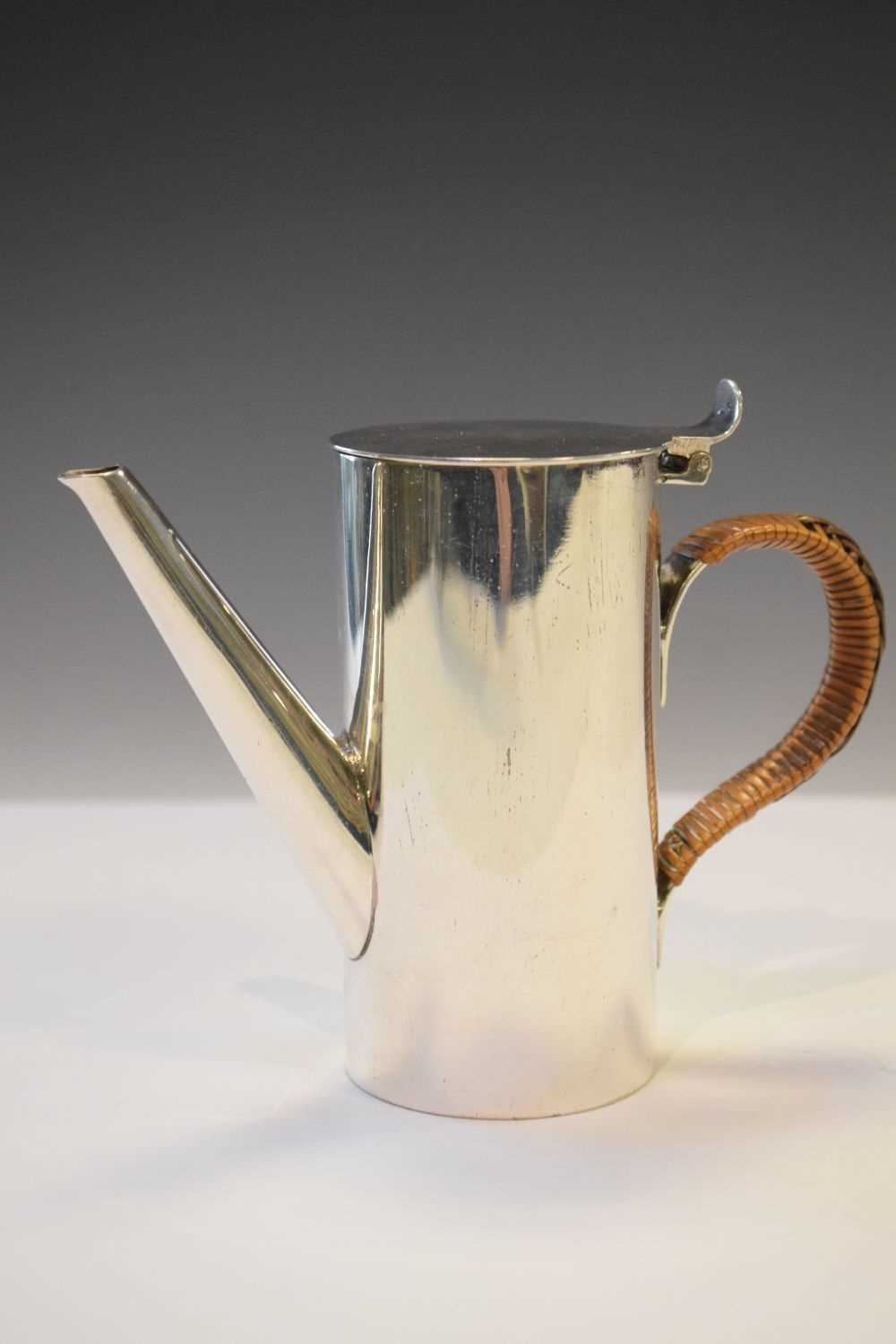 Mid 20th Century silver-plated coffee pot with wicker wrapped handle - Image 3 of 6