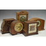 Five mid-20th Century mantel clocks