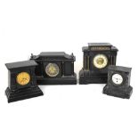 Four late 19th Century slate mantel clocks
