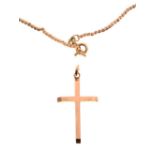 Yellow metal cross pendant stamped '9k', and a 9ct gold chain (a/f)